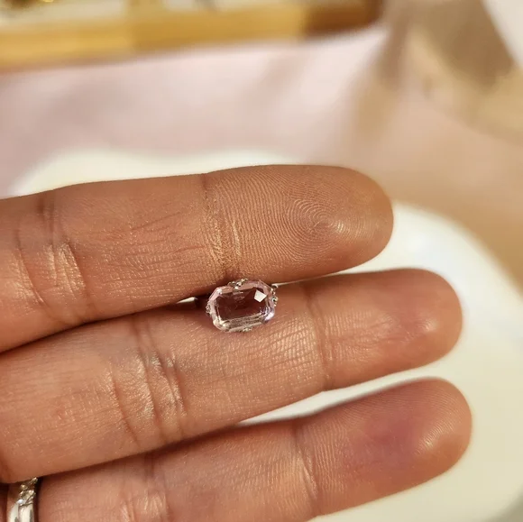 Sterling Silver Pink Zirconia Huggie Earrings - Picture 3 of 5